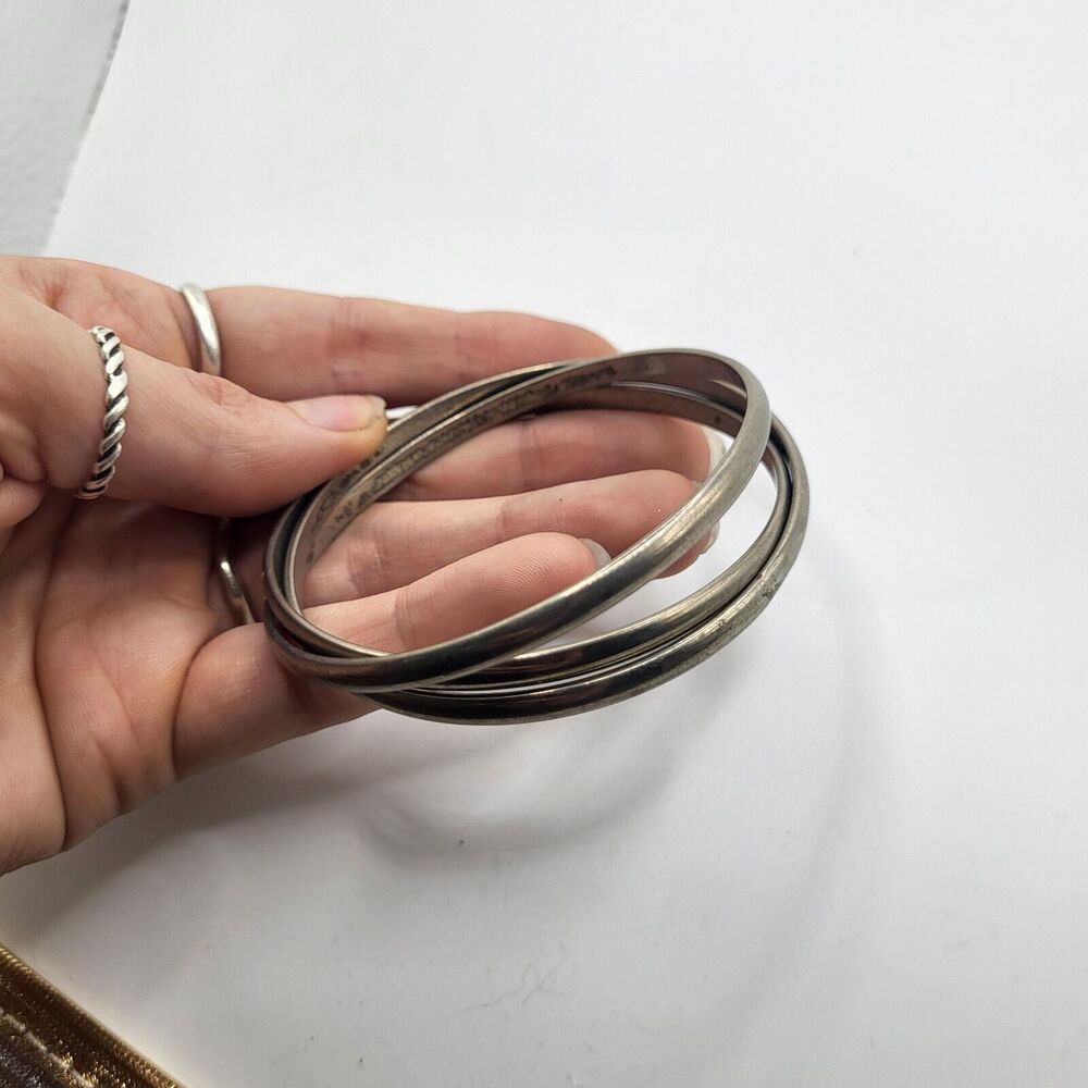 3 Interlocking Bangle Bracelets Stainless Steel 2… - image 4